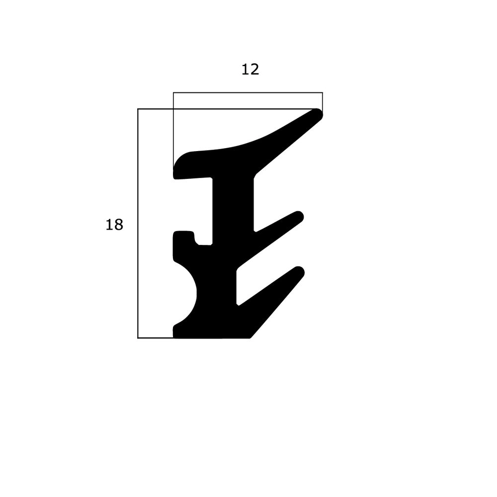 Verglasungsdichtungen - Verglasungsdichtung für Fenster und Türen | 18 mm Höhe | Farbe: schwarz