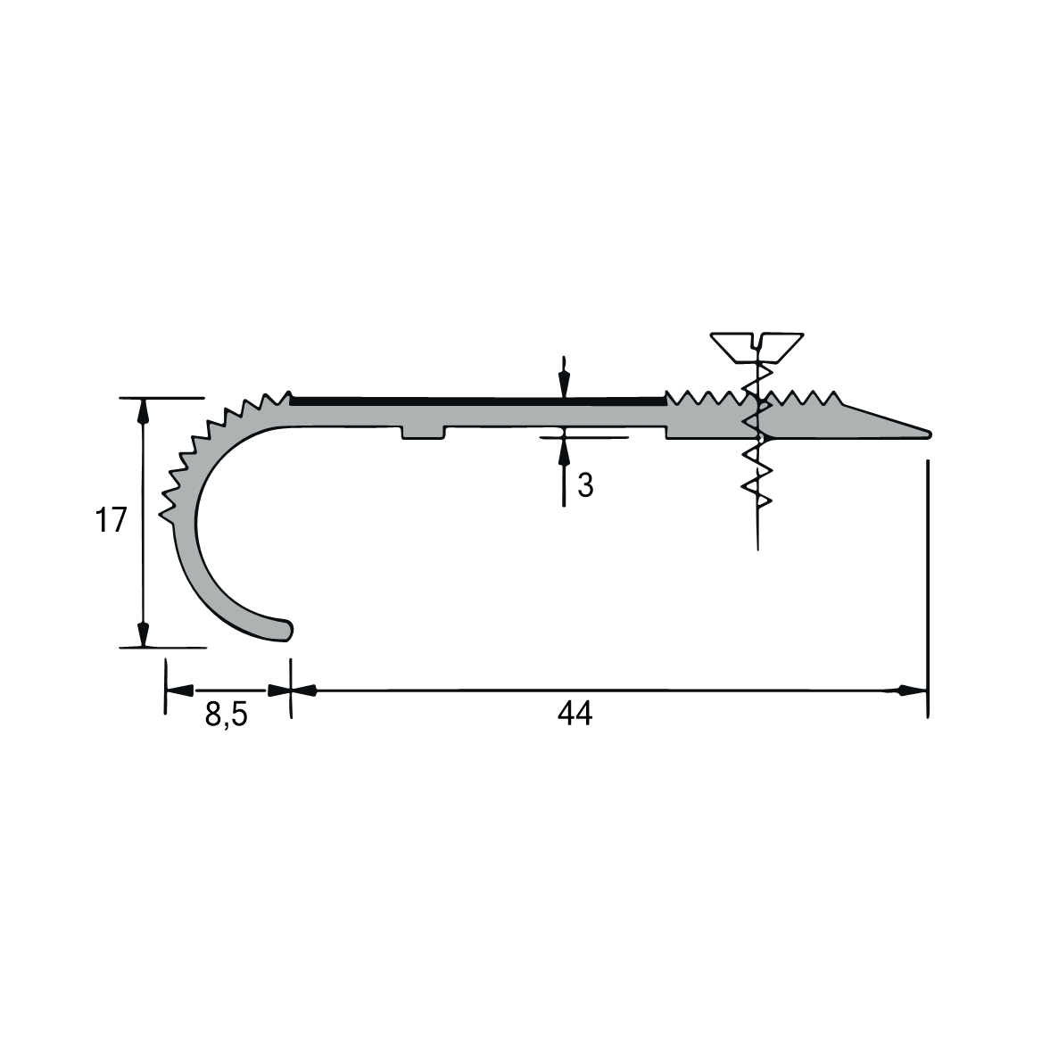 Treppenstufenprofile - Treppenstufendichtung | Höhe: 17 mm | Farbe: anthrazit