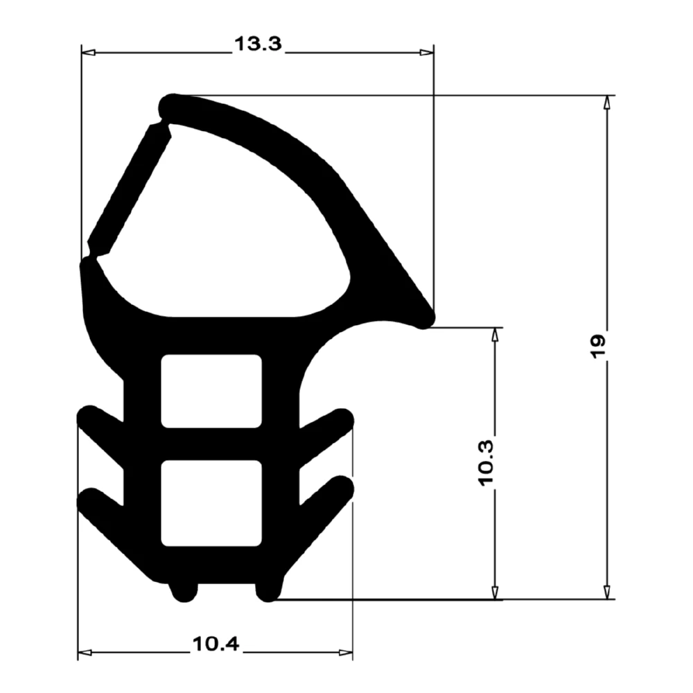 Stahlzargendichtung für Stahlprofile | 13,5 mm Breite | Farbe: schwarz