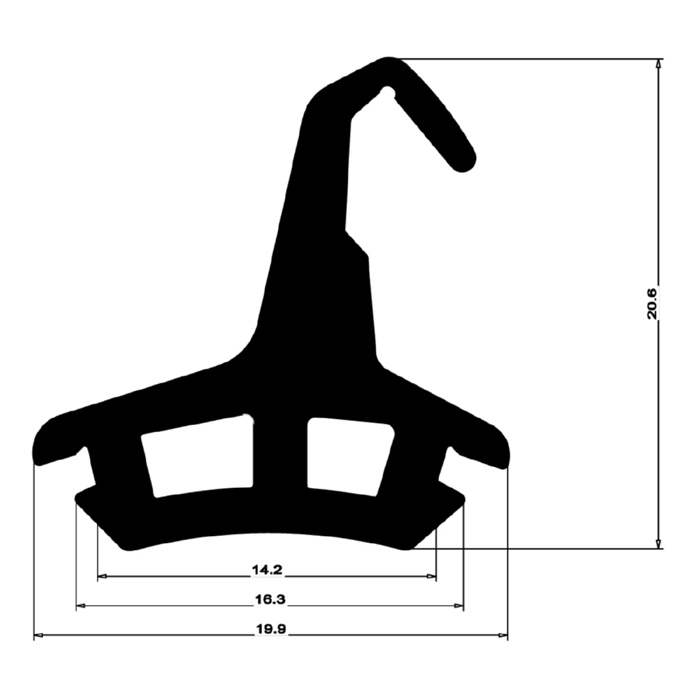 Mitteldichtung für Metall- und Alufenster | 21 mm Höhe | Farbe: schwarz