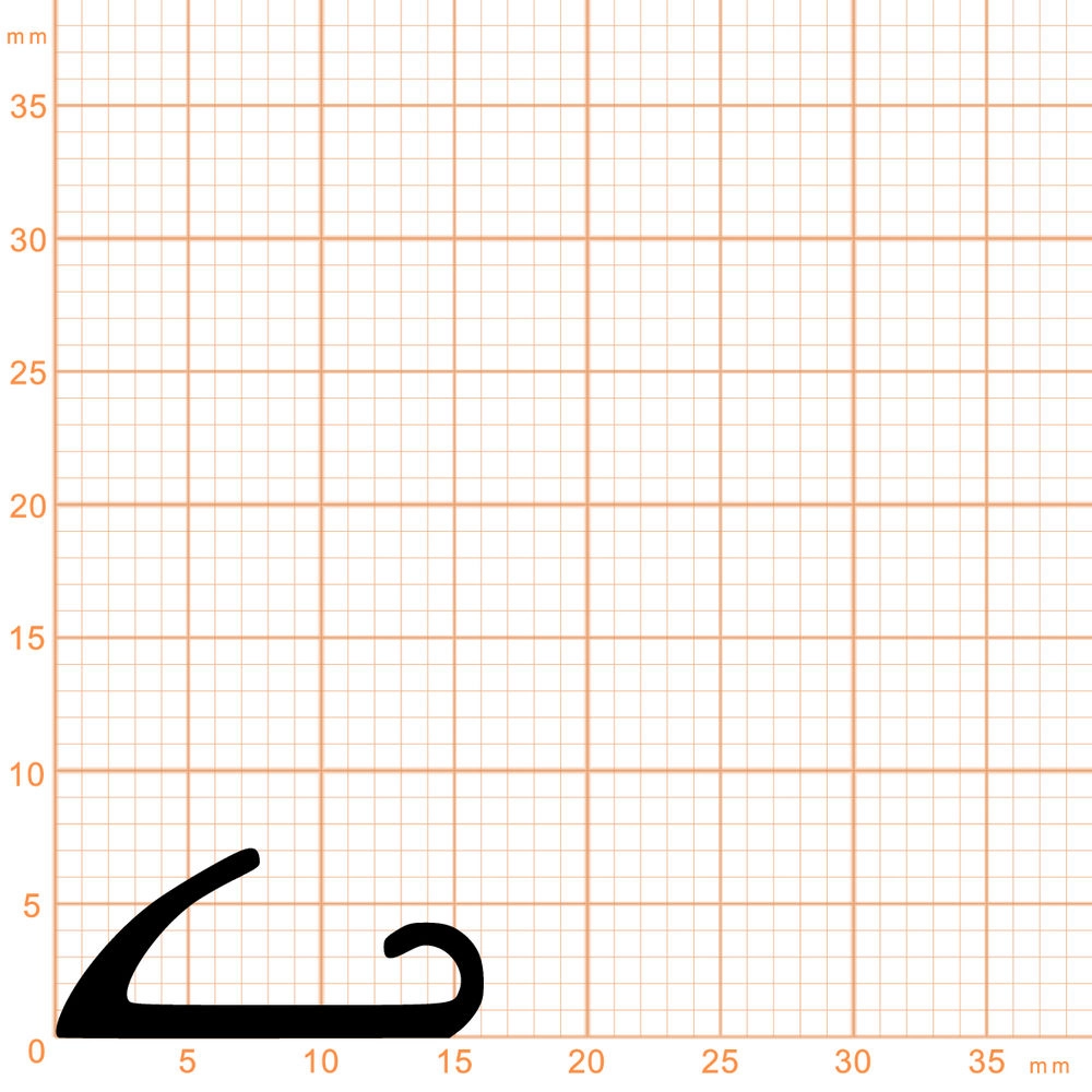 Lippendichtungen - Anschlagdichtung mit Lippe und glattem Fuß | 16 mm Breite | Farbe: schwarz