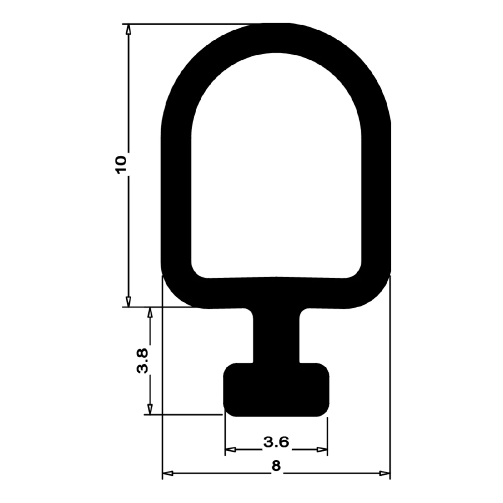 Anschlagdichtung mit Schlauch | 13 mm Höhe | Farbe: schwarz