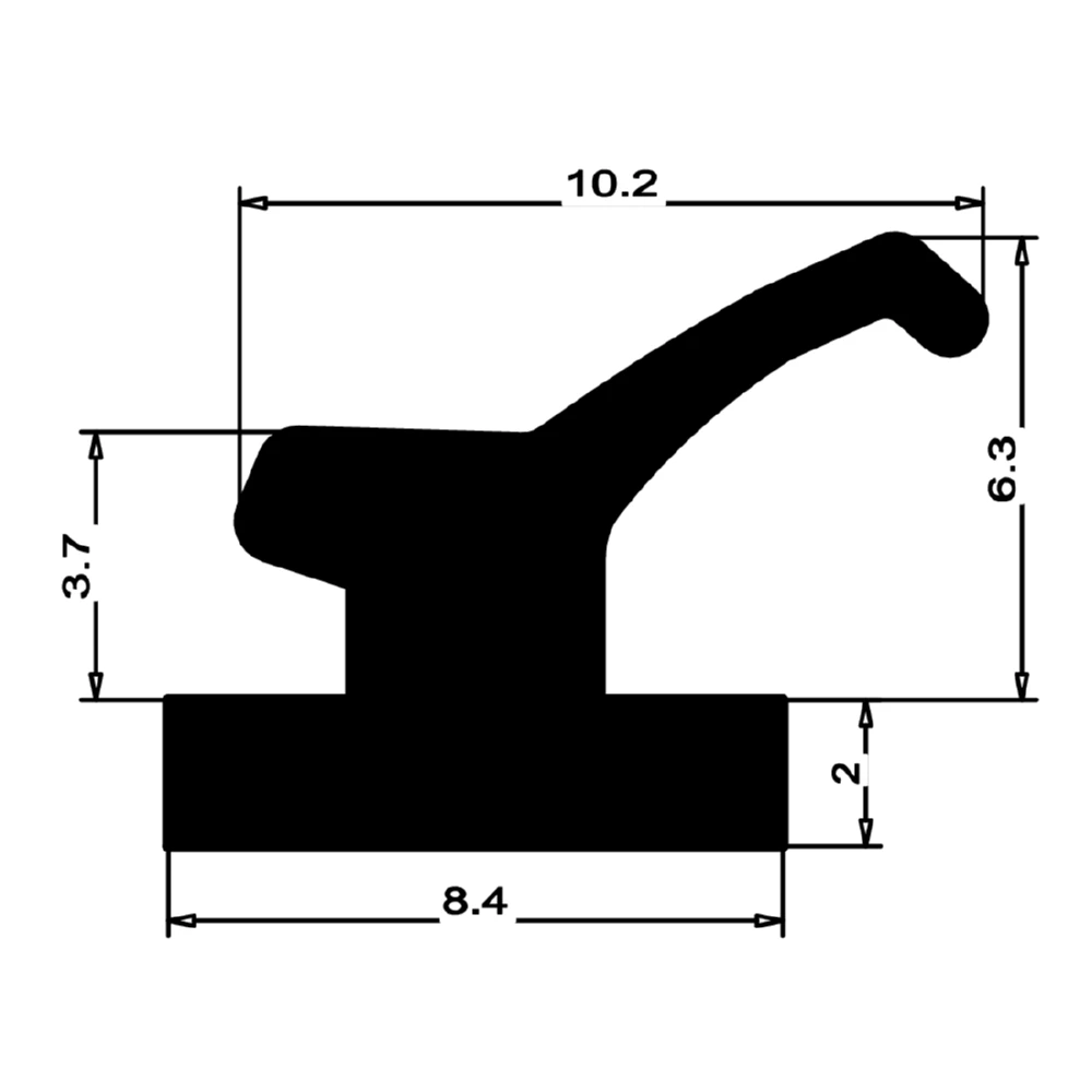 Anschlagdichtung mit Lippe und glattem Fuß | 9,5 mm Höhe | Farbe: schwarz