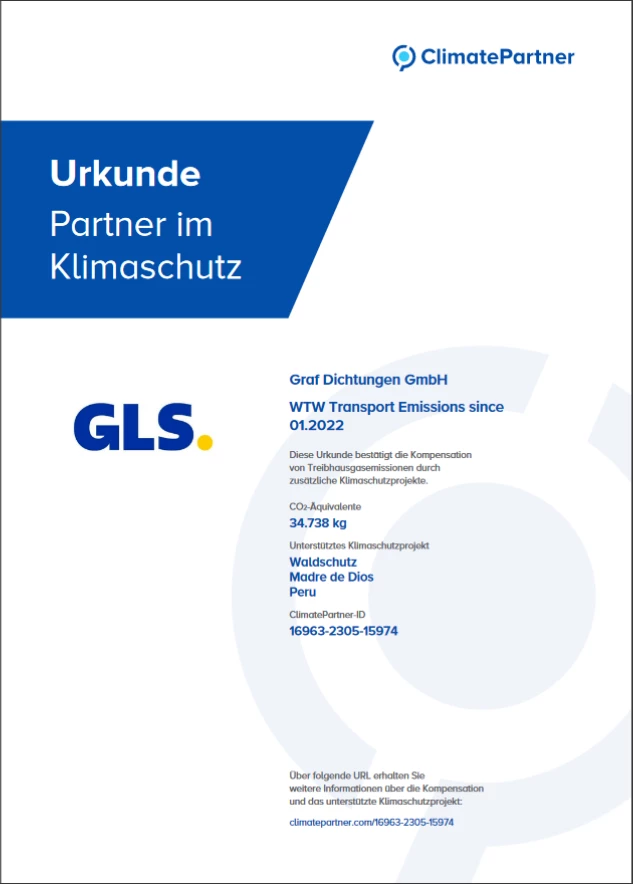 Urkunde von GLS für die Partnerschaft im Klimaschutz