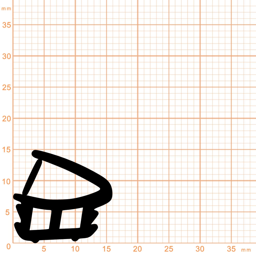 Türrahmen Dichtung - Stahlzargendichtung für Stahlrahmen | 15 mm Höhe | Farbe: schwarz