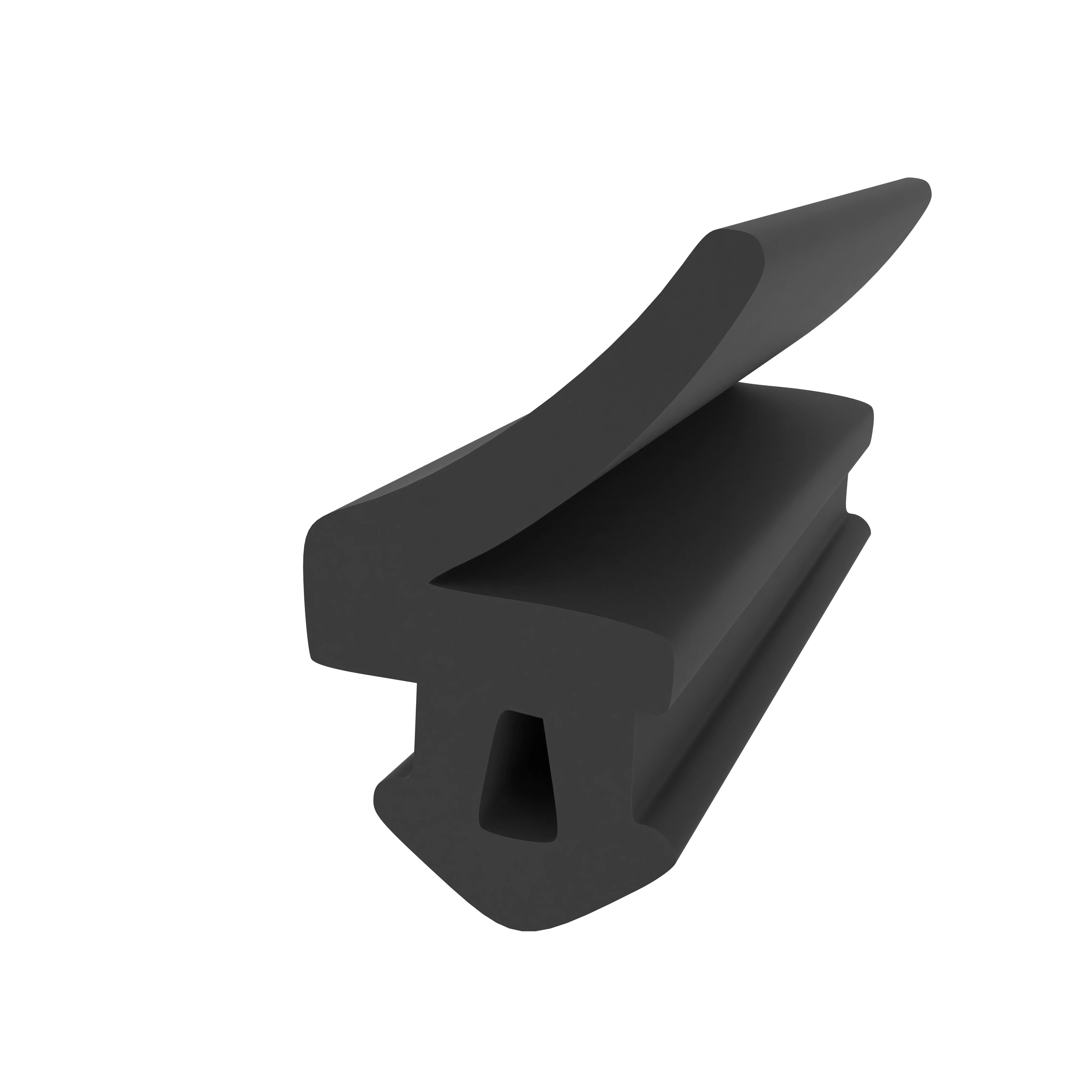 Lippendichtungen - Anschlagdichtung mit Lippe und profiliertem Fuß | 6 mm Breite | Farbe: schwarz