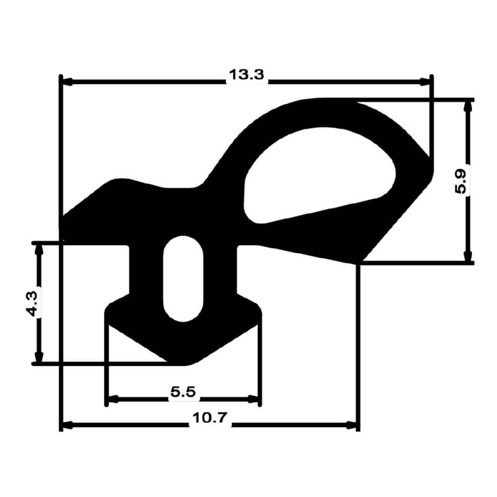 Anschlagdichtung mit Schlauch | 9,5 mm Höhe | Farbe: schwarz