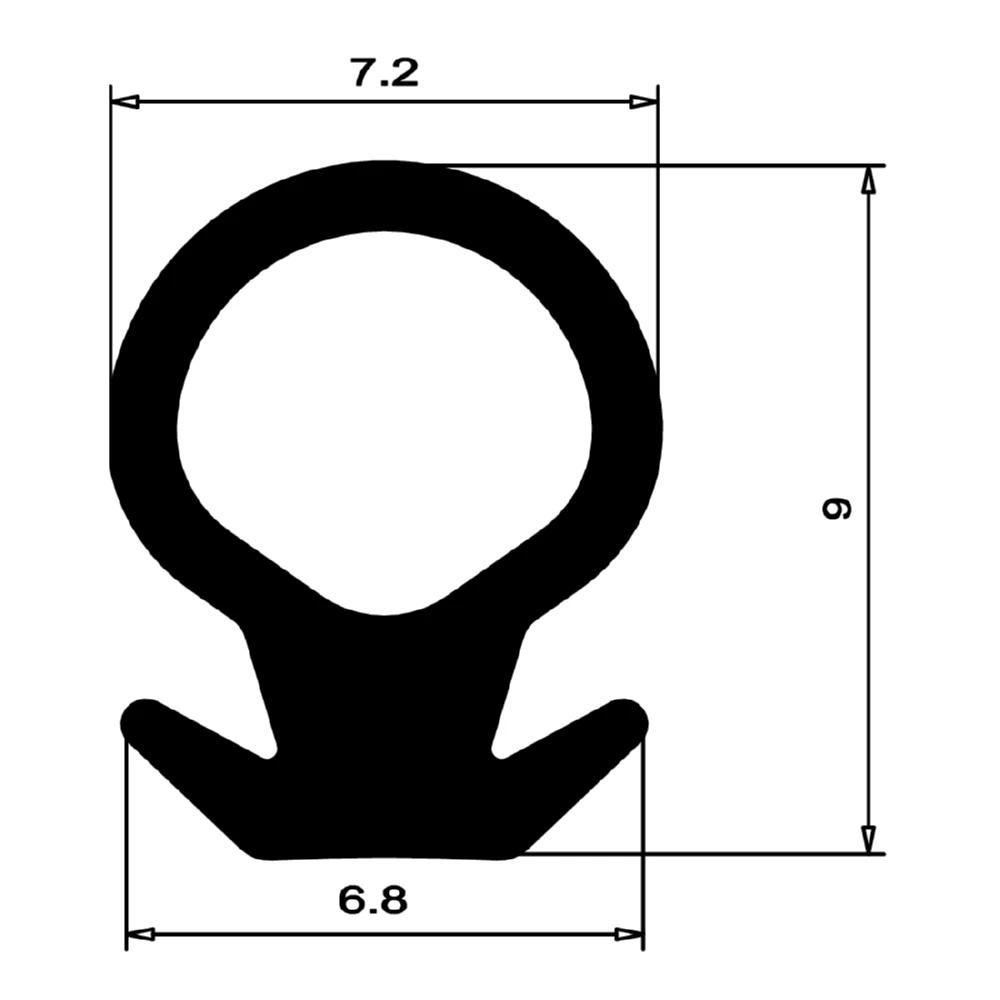 Anschlagdichtung mit Schlauch | 9 mm Höhe | Farbe: schwarz