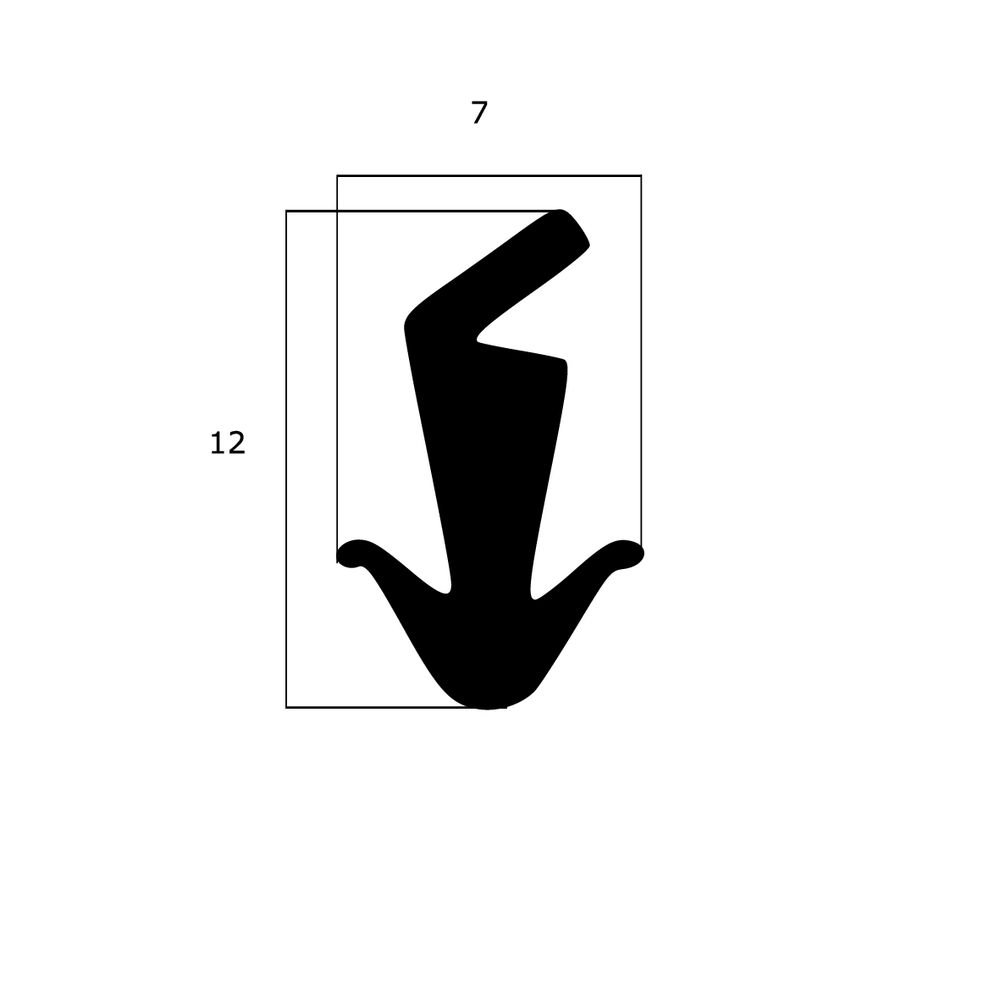 Anschlagdichtung mit Lippe und profiliertem Fuß | 12 mm Höhe | Farbe: schwarz