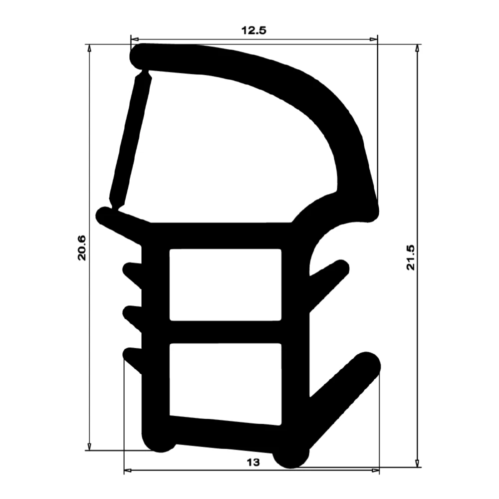 Stahlzargendichtung für Stahlrahmen | 22 mm Höhe | Farbe: grau
