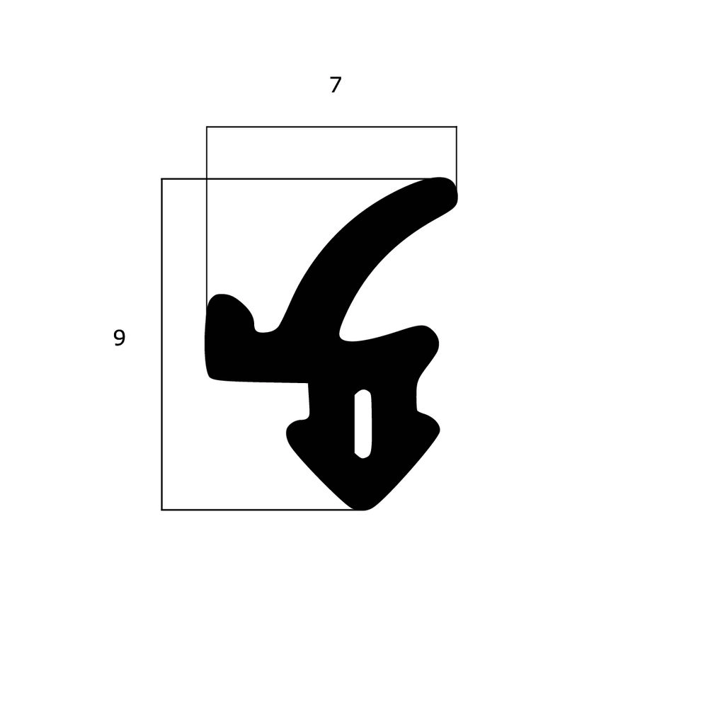 Lippendichtungen - Anschlagdichtung mit Lippe und profiliertem Fuß | 9 mm Höhe | Farbe: schwarz