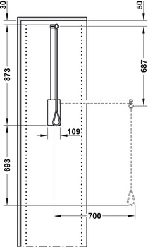 Garderobenlift  für Schränke | Ausführung: mit integrierter Dämpfung  | Breite: 560 - 950 mm