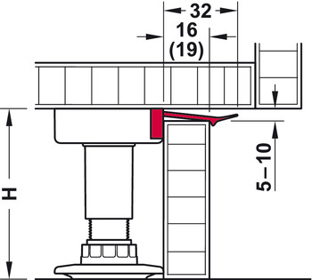 Sockelblendenclip für Häfele AXILO™ 78 | Verwendbar für 19 mm Blende | Farbe: schwarz/weiß