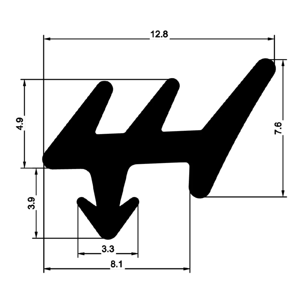 Verglasungsdichtung für Fenster | 13,5 mm Höhe | Farbe: schwarz