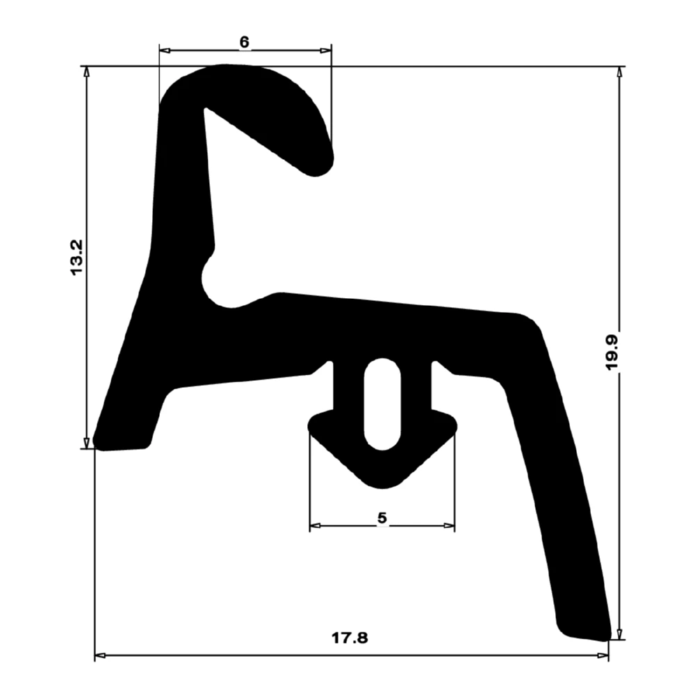 Mitteldichtung für Kunststofffenster | 21 mm Höhe | Farbe: schwarz