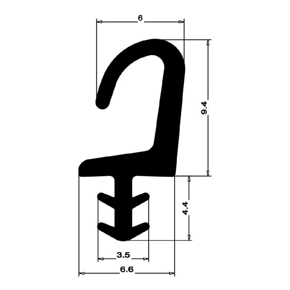 Anschlagdichtung für Holzfenster | 15 mm Höhe | Farbe: schwarz