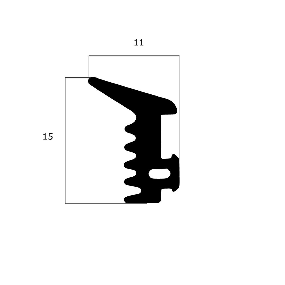 Verglasungsdichtungen - Verglasungsdichtung für Alufenster | 15 mm Höhe | Farbe: schwarz