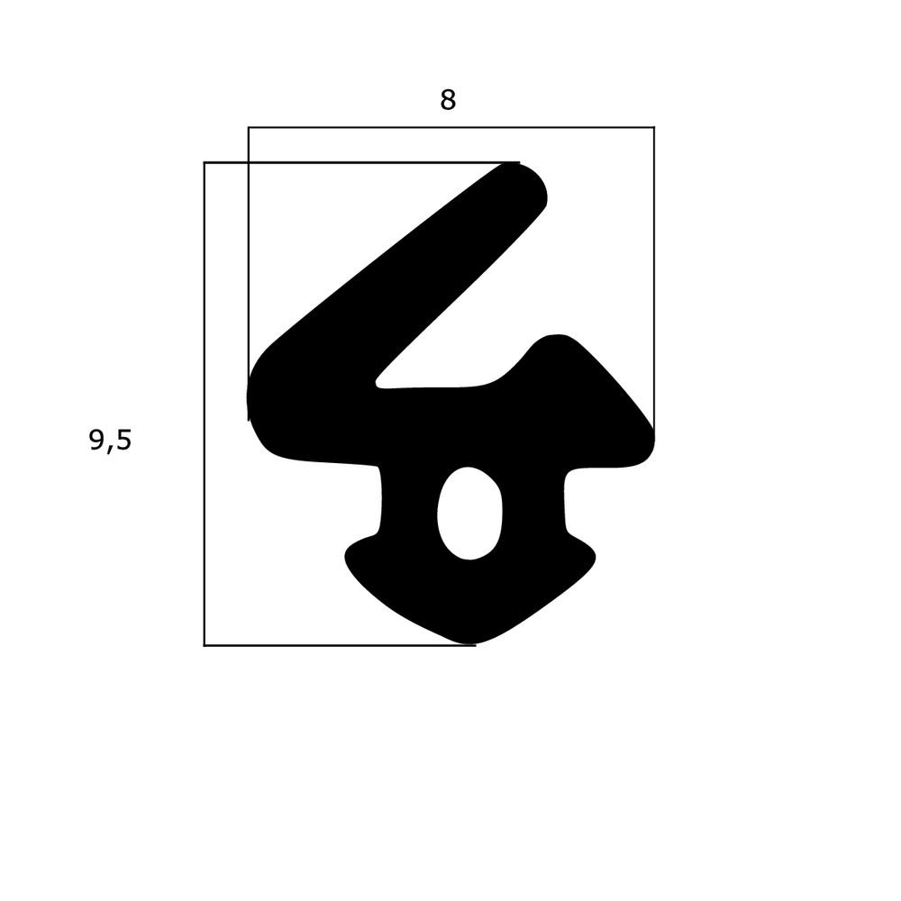 Lippendichtungen - Anschlagdichtung mit Lippe und profiliertem Fuß | 9,5 mm Höhe | Farbe: schwarz 