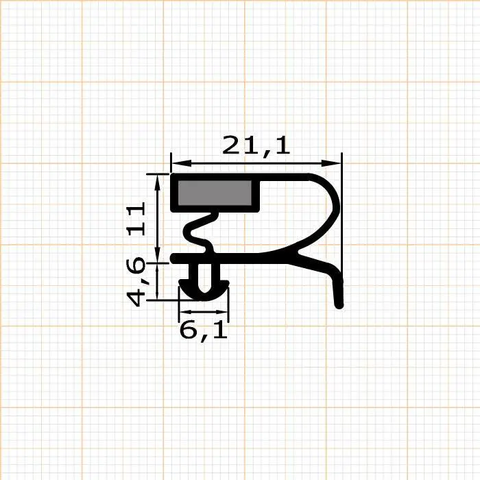 Kühlschrankdichtungsrahmen | 15,6 mm Höhe | Farbe: grau