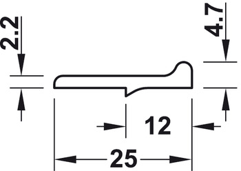 Schließsysteme - Schlagleiste für zweiflügelige Schränke | Länge: 2500 mm | Breite: 25 mm