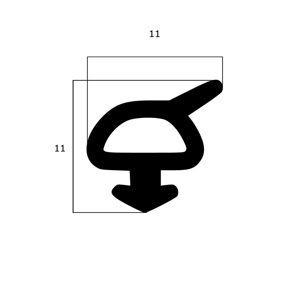 Lippendichtungen - Anschlagdichtung mit Schlauch | 11 mm Höhe | Farbe: schwarz