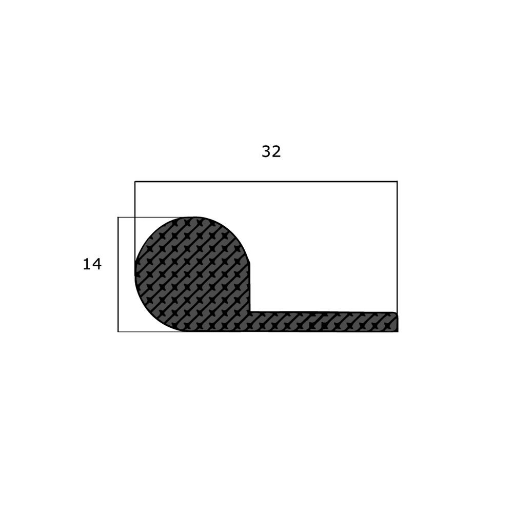 Voll- und Moosgummi-Profile - Kühlschrankdichtung Meterware | Höhe: 14 mm | Farbe: schwarz