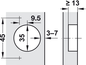 Scharniere - Topfplatte für Blum Clip Top Blumotion | Modell: 71B9550 | Anschlag: Eckanschlag