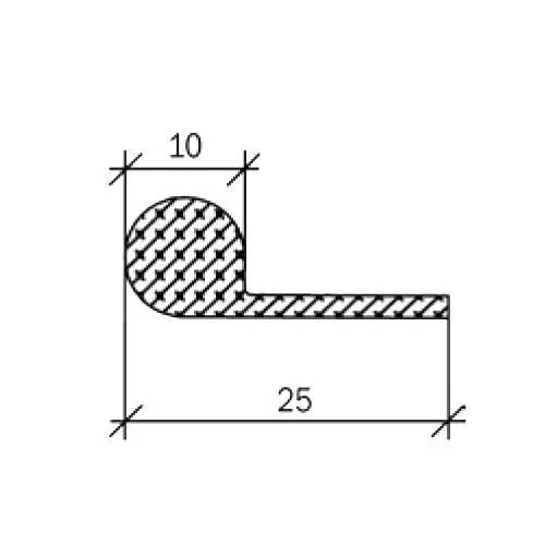 Voll- und Moosgummi-Profile - Kühlschrankdichtung Meterware | Höhe: 10 mm | Farbe: grau