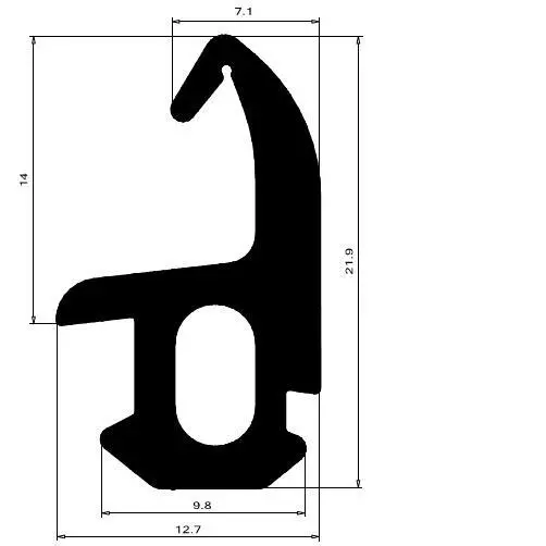 Mitteldichtung für Alu-oder Metallfenster | 21,9 mm Höhe | Farbe: schwarz 