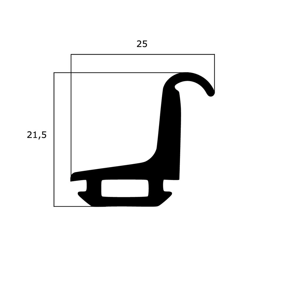 Türrahmen Dichtung - Mitteldichtung für Metall- und Alufenster | 21,5 mm Höhe | Farbe: schwarz