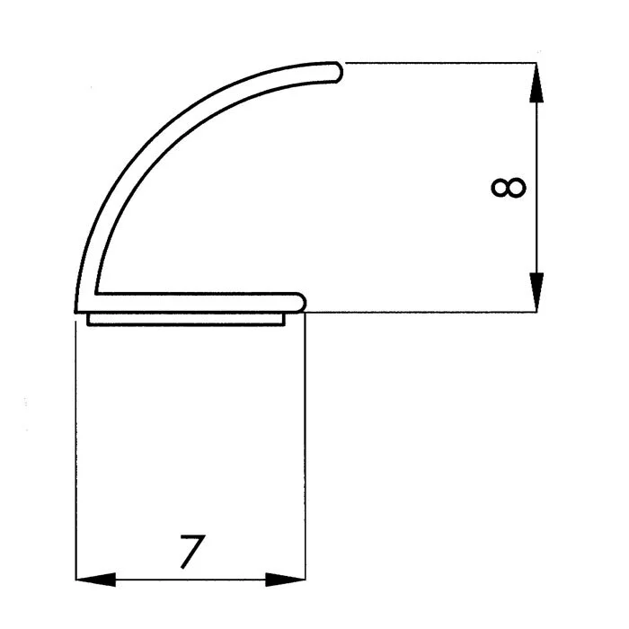 V-Profil selbstklebend, Farben: schwarz, weiß oder braun, Material:  Silikon, Höhe: 8 mm