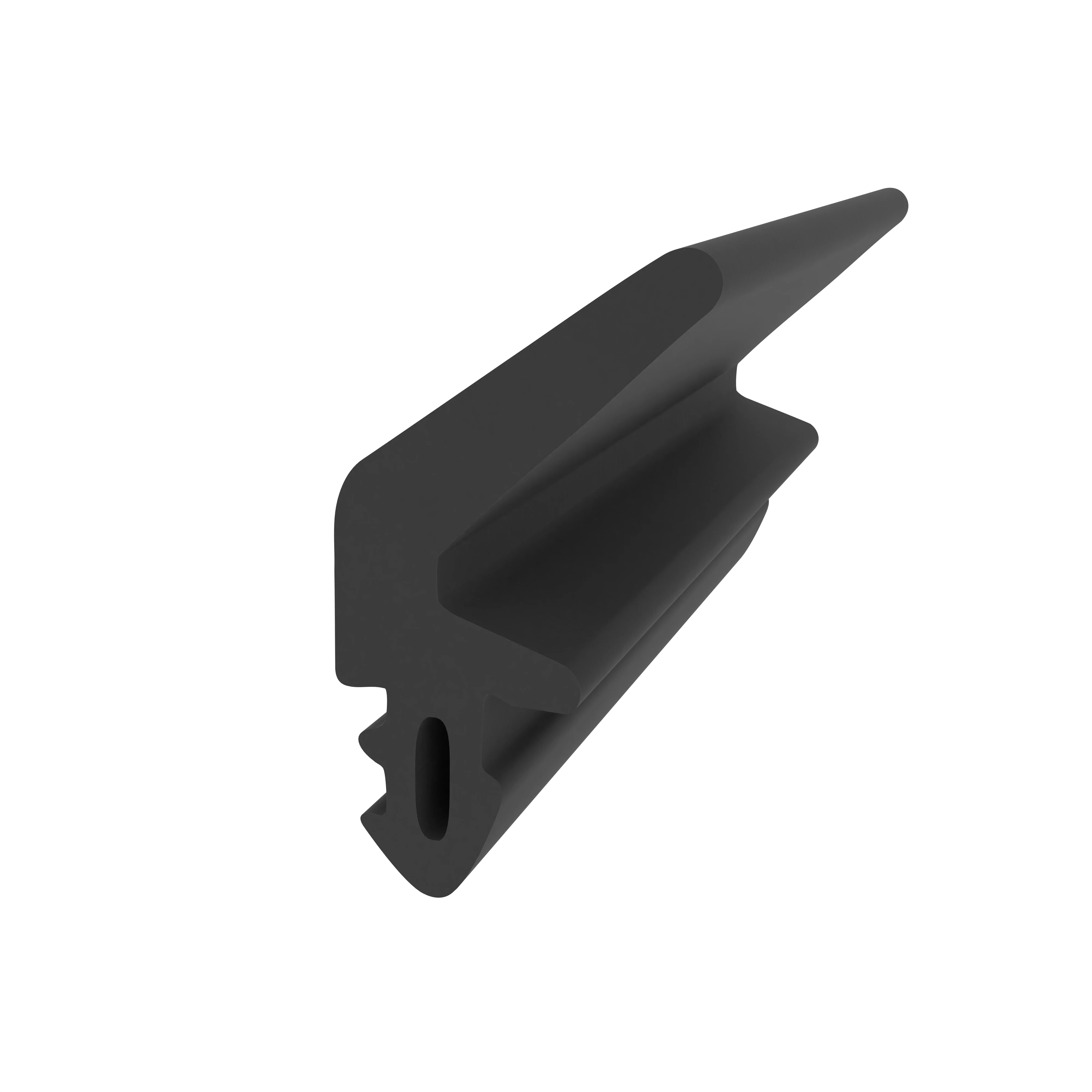 Lippendichtungen - Anschlagdichtung mit Lippe und profiliertem Fuß | 14 mm Höhe | Farbe: schwarz