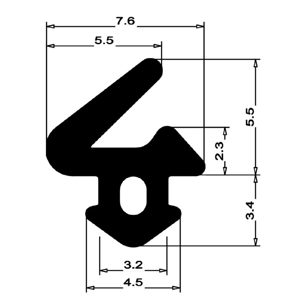 Anschlagdichtung mit Lippe und profiliertem Fuß | 9,5 mm Höhe | Farbe: schwarz