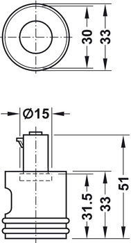Schließsysteme - Drehknopf von Häfele | für Schlösser und Zylinderkerne von Symo | Länge: 33 mm