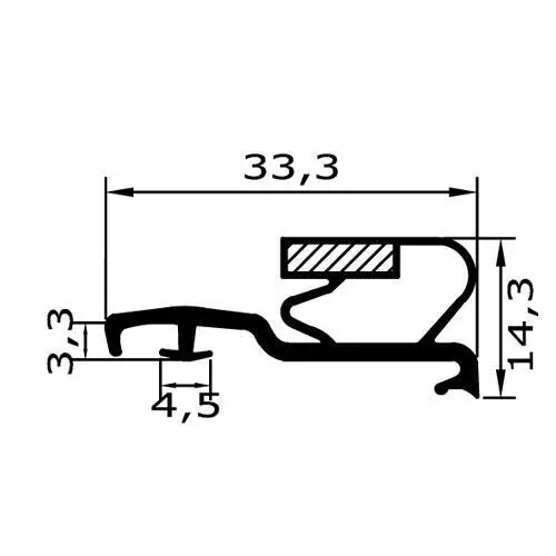 Kühlschrankdichtungen - Kühlschrankdichtungsrahmen | Höhe: 14,3 mm | Farbe: schwarz
