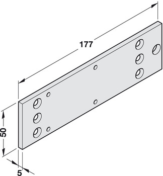 Montageplatte für Geze TS 1500 | Länge: 177 mm | Farbe: silber