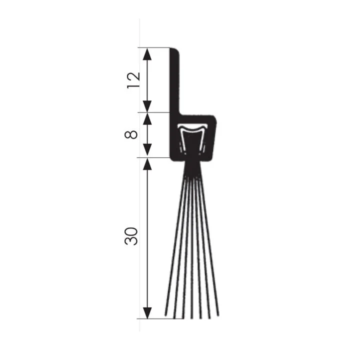 Bürstendichtungen - Bürstendichtung für Türen | Bürstenhöhe: 30 mm | Farbe: Alu-werkblank