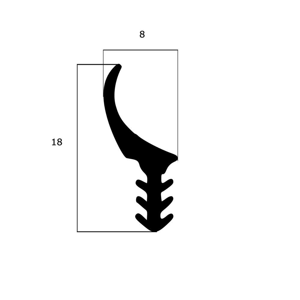 Türrahmen Dichtung - Anschlagdichtung für Holzfenster oder -türen | 18 mm Höhe | Farbe: schwarz 