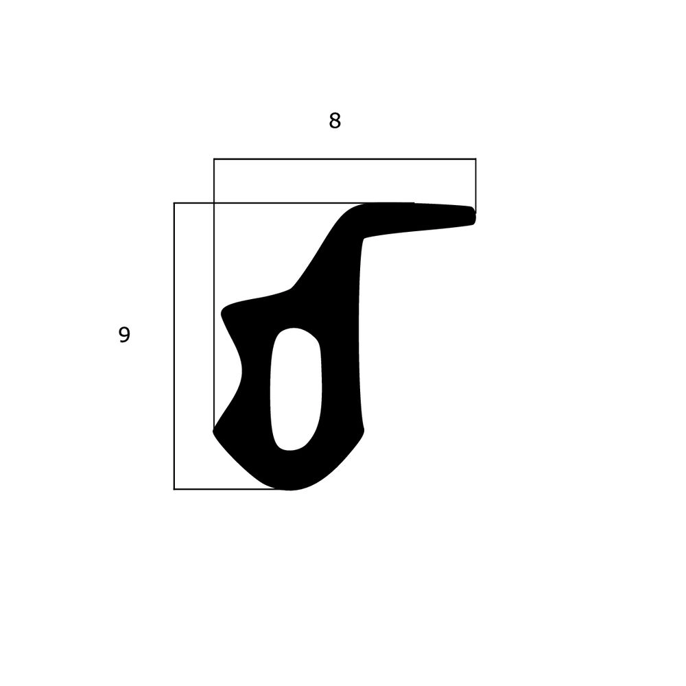 Lippendichtungen - Anschlagdichtung mit Lippe und profiliertem Fuß | 9 mm Höhe | Farbe: schwarz 