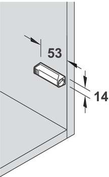 Zubehör Möbeltüren - Adapterplatte für Druckschnäpper | Tip-On Kurzversion | Farbe: nickelfarben 