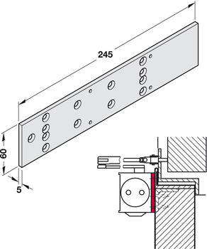 Türöffner & Türschließer - Montageplatte für Dorma TS 83 | Länge: 245 mm | Farbe: silber