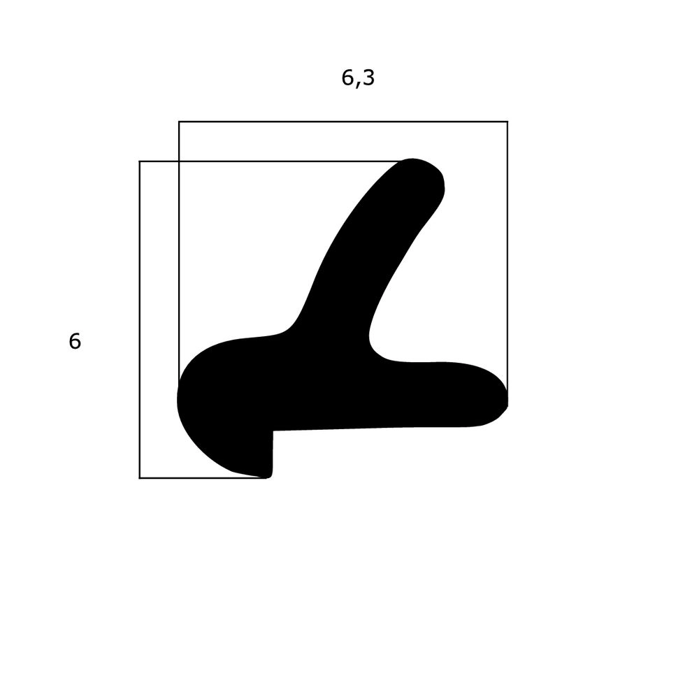 Türrahmen Dichtung - Anschlagdichtung mit Lippe Wicona und Heroal Fenster | 6 mm Höhe | Farbe: schwarz 