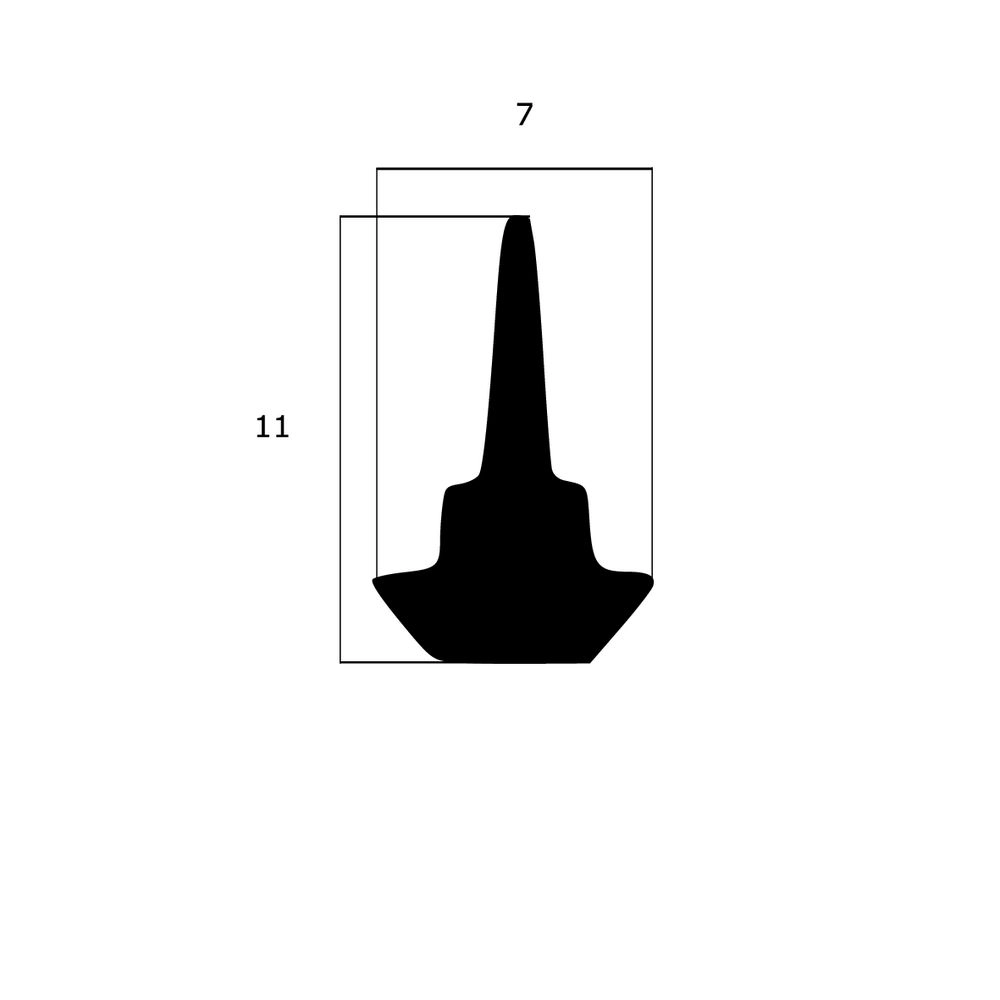 Lippendichtungen - Anschlagdichtung mit Lippe und profiliertem Fuß | 11 mm Höhe | Farbe: schwarz 