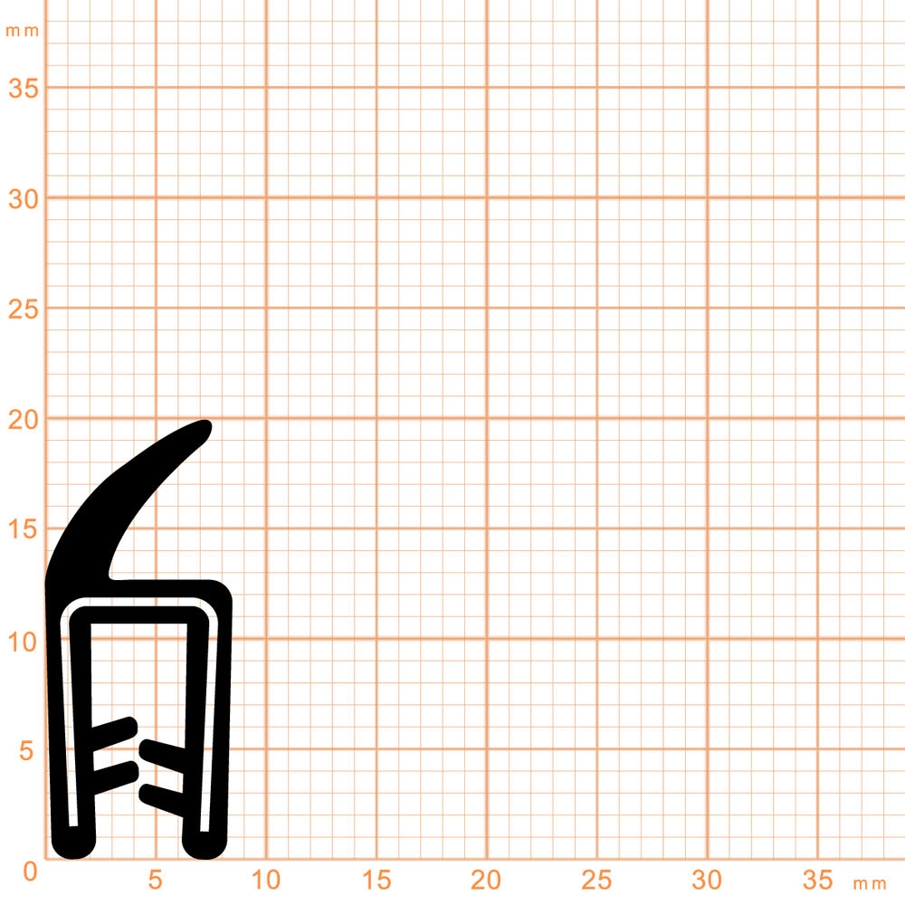 Kantenschutz Dichtprofile - Kantenschutzprofil | Klemmbereich: 1 - 2 mm | Farbe: schwarz
