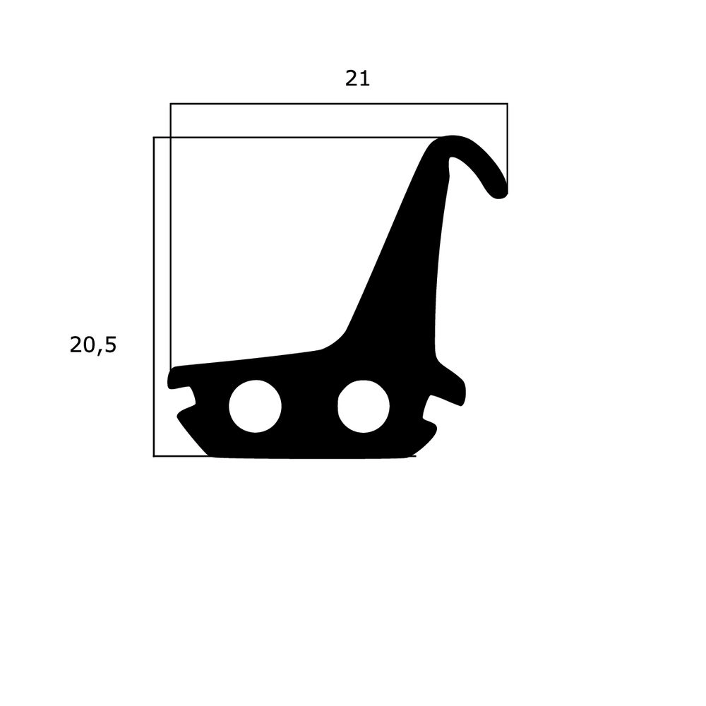 Mitteldichtungen - Mitteldichtung für Metall- und Alufenster | 20,5 mm Höhe | Farbe: schwarz