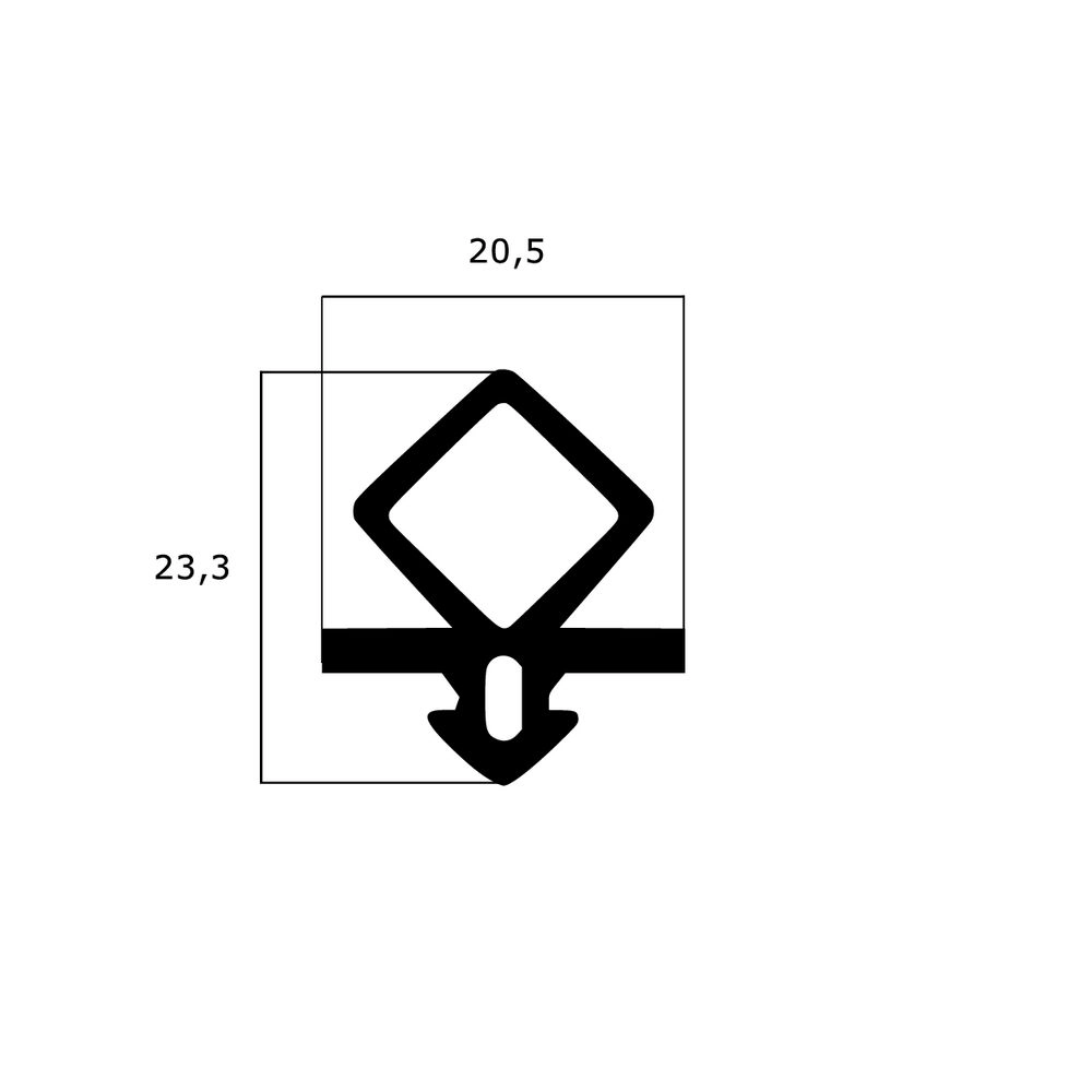 Kühlschrankdichtungen - Kühlschrankdichtungsrahmen | Höhe: 23,3 mm | Farbe: schwarz