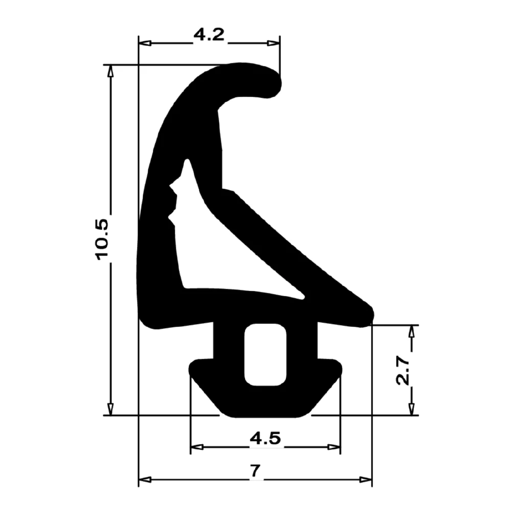 Anschlagdichtung mit Schlauch | 11,5 mm Höhe | Farbe: schwarz