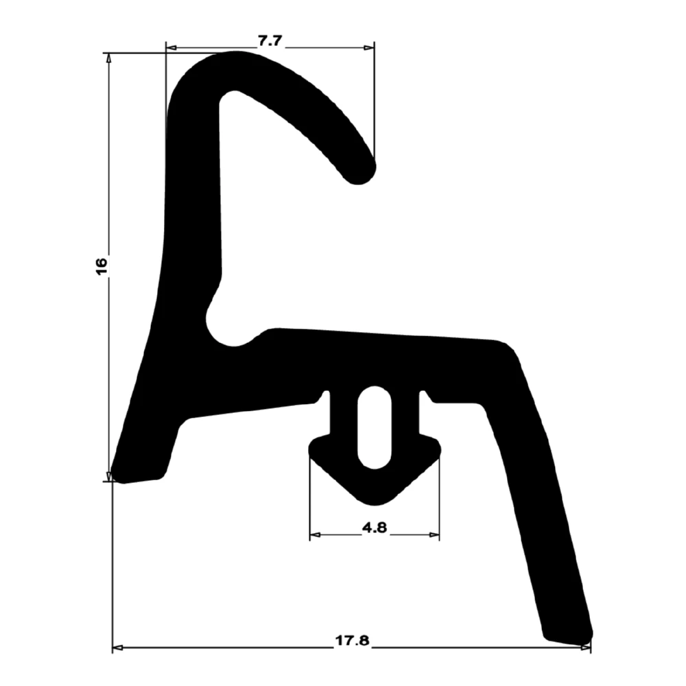 Mitteldichtung für Metall- und Alufenster | 19 mm Höhe | Farbe: schwarz