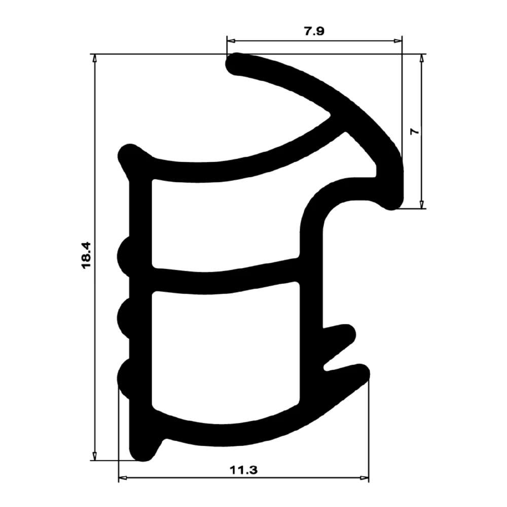 Stahlzargendichtung für Stahlrahmen | 19 mm Höhe | Farbe: grau