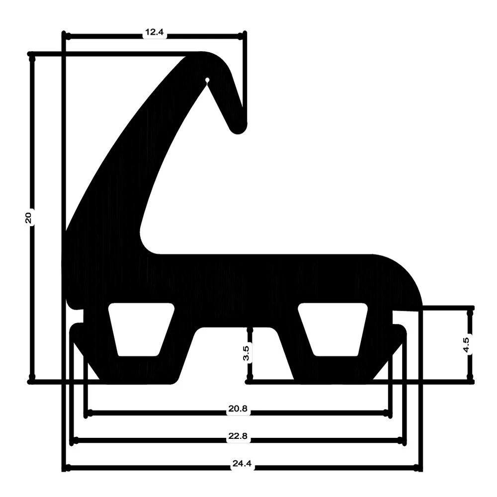 Mitteldichtung für Metall- und Alufenster | 21 mm Höhe | Farbe: schwarz